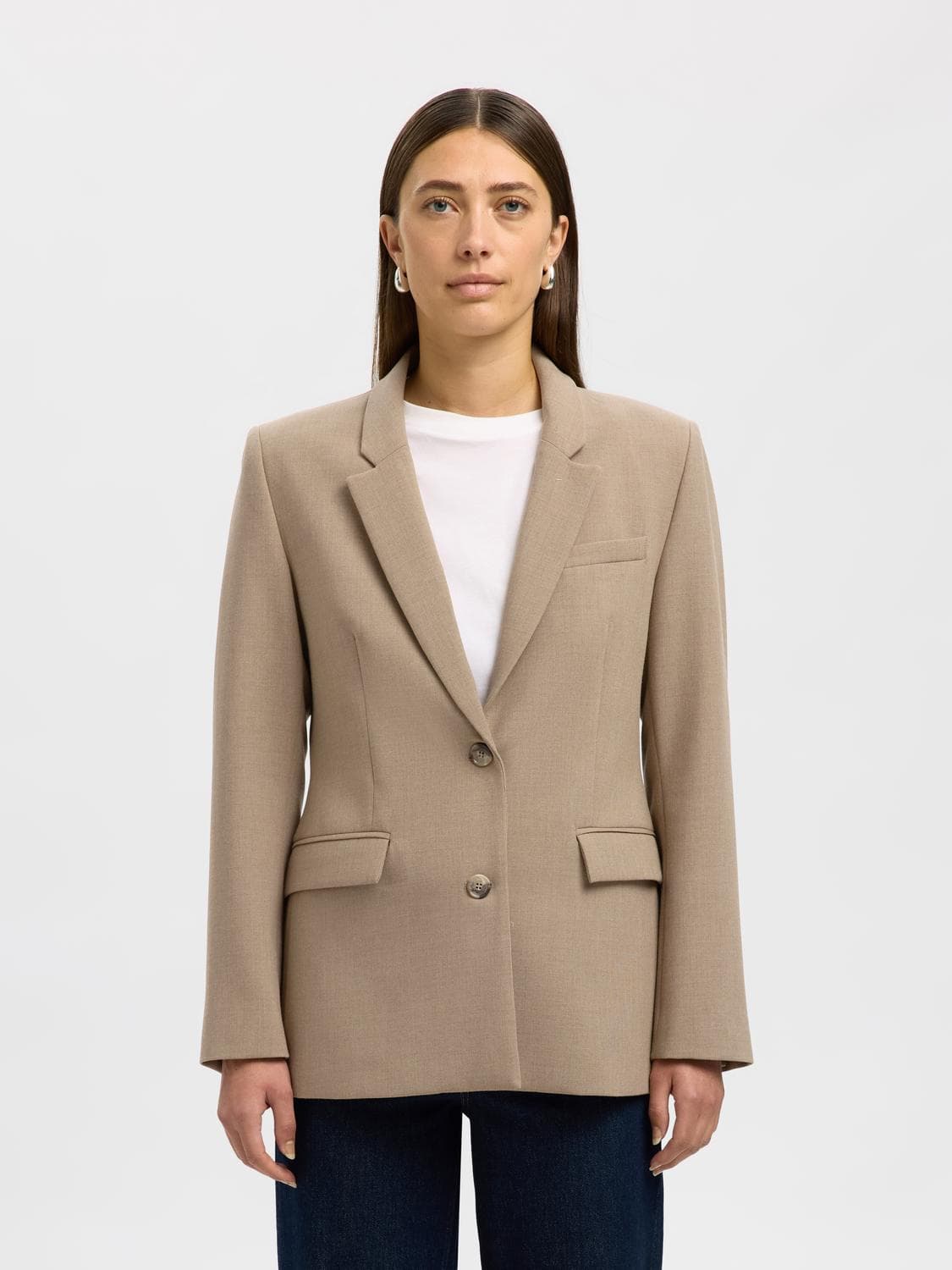 Rita Classic Camel Blazer - Selected