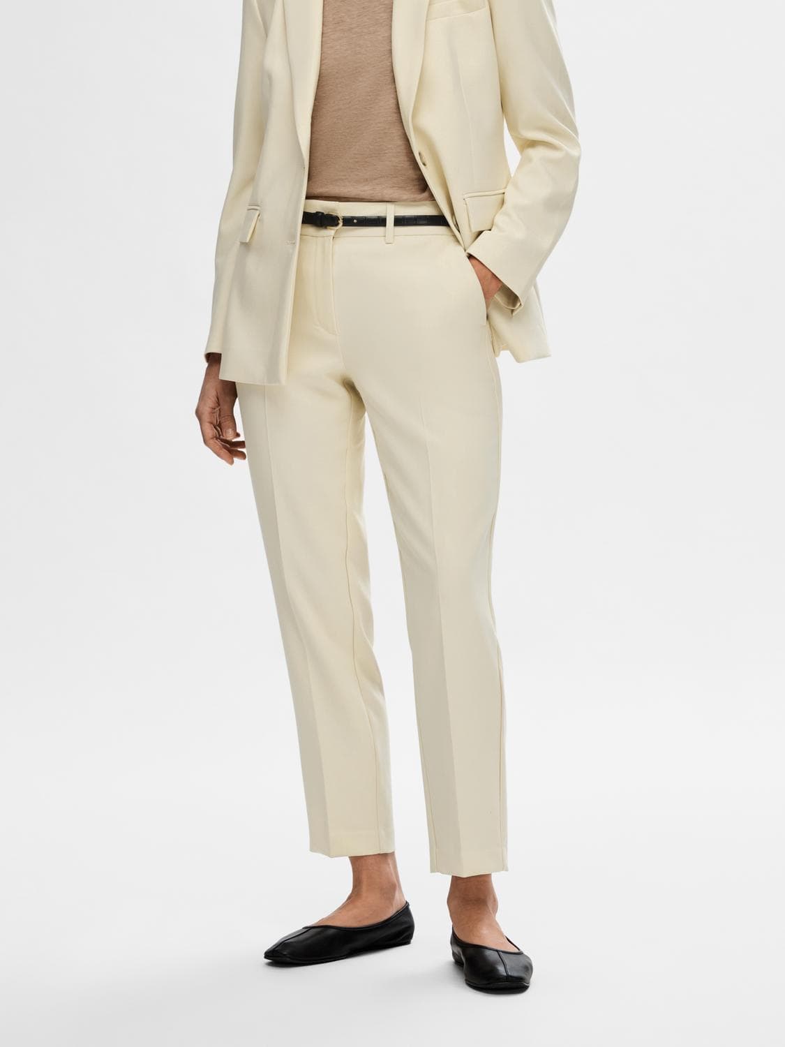 Rita Cropped Birch Buxur - Selected
