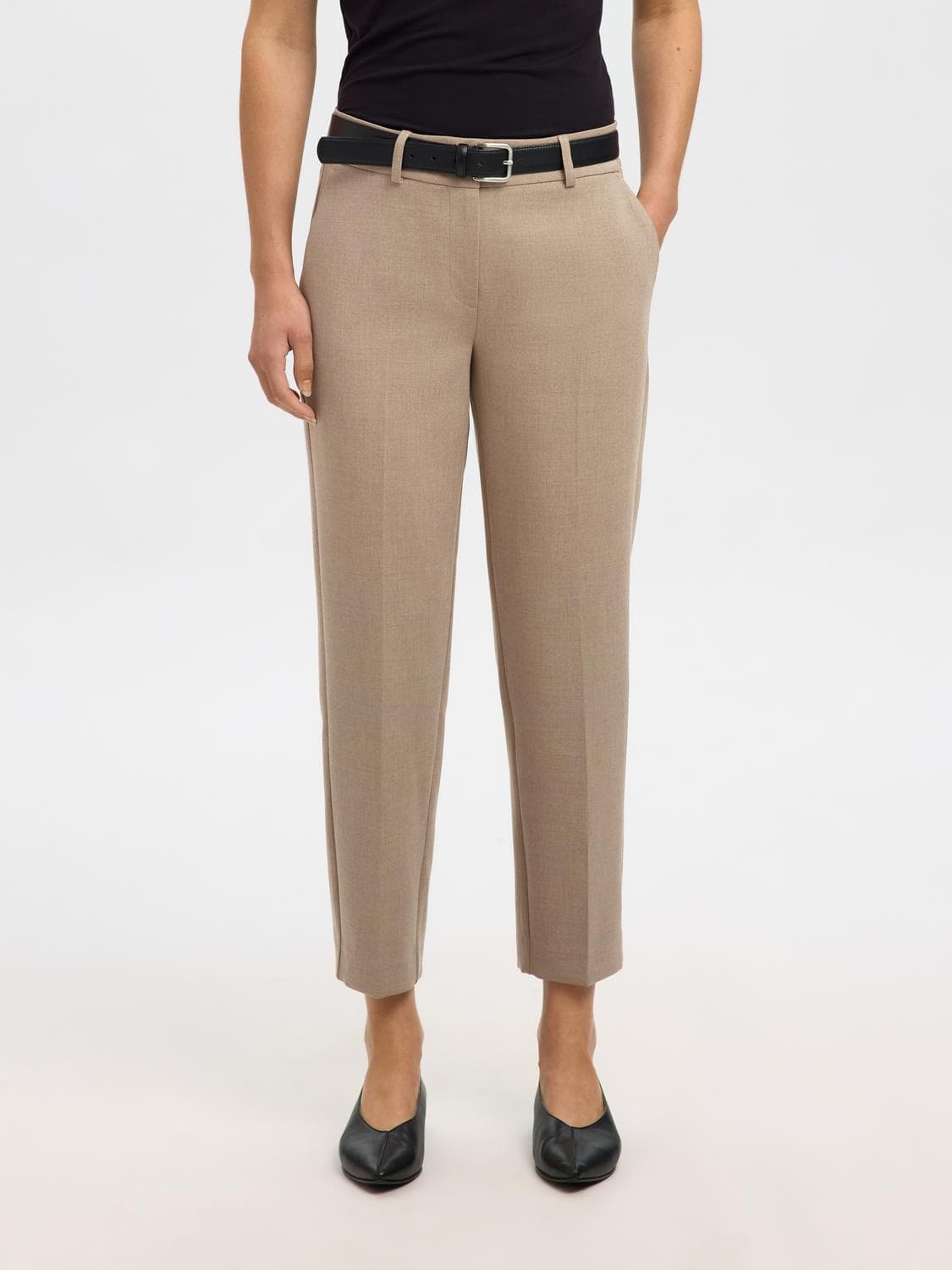 Rita Cropped Camel Buxur - Selected