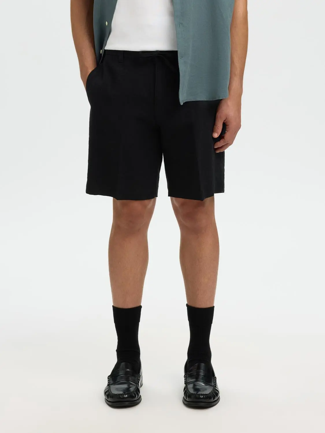 Slmregular-Leroy Linen Bld Shorts Noos - Selected