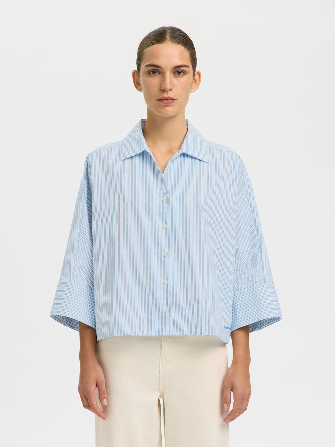 Slfester Oversize 3/4 Shirt B - Selected