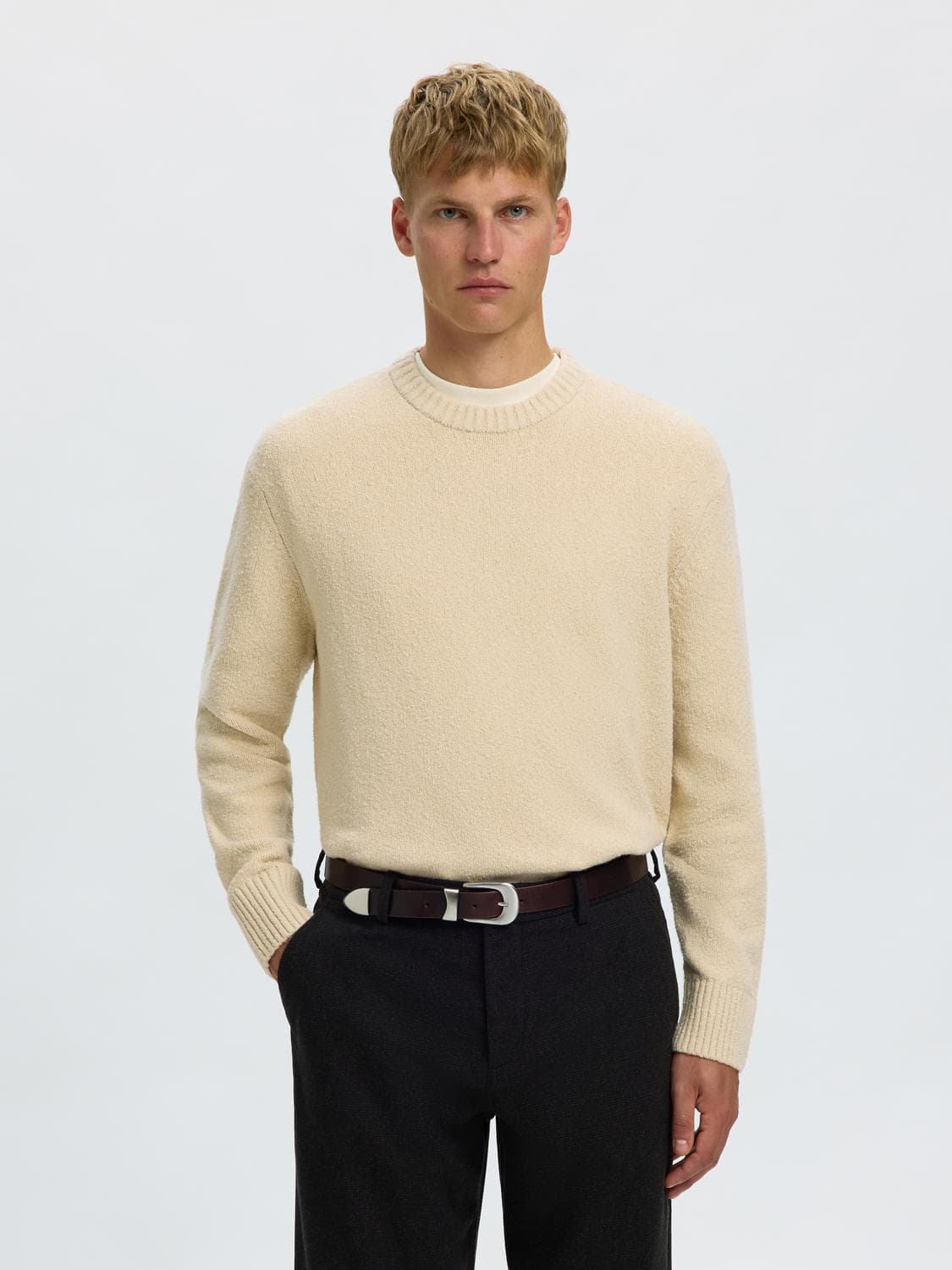 Slmalex Ls Knit Rlx Crew Neck Noos - Selected
