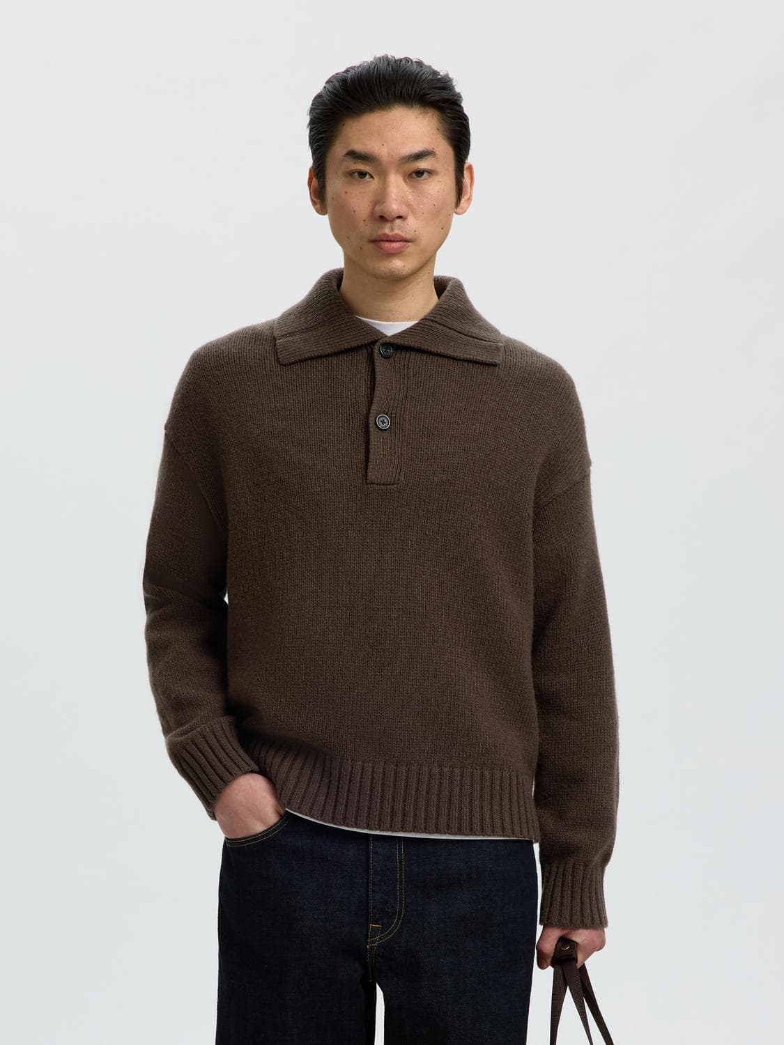 Slmcody Ls Knit Rlx Polo Collar Noos - Selected