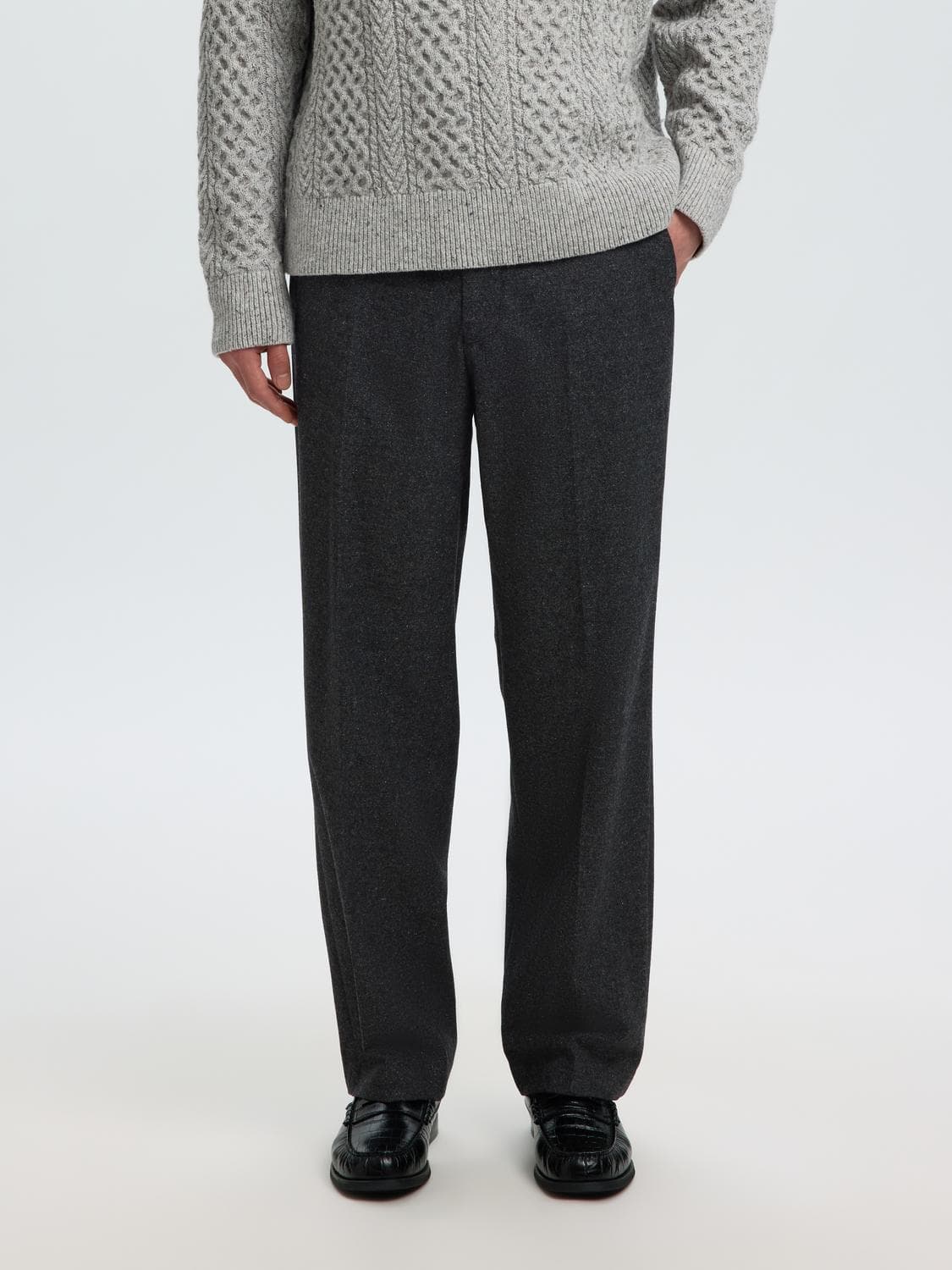 Slm220-Loose Luke Wool Bld Struc Pant - Selected
