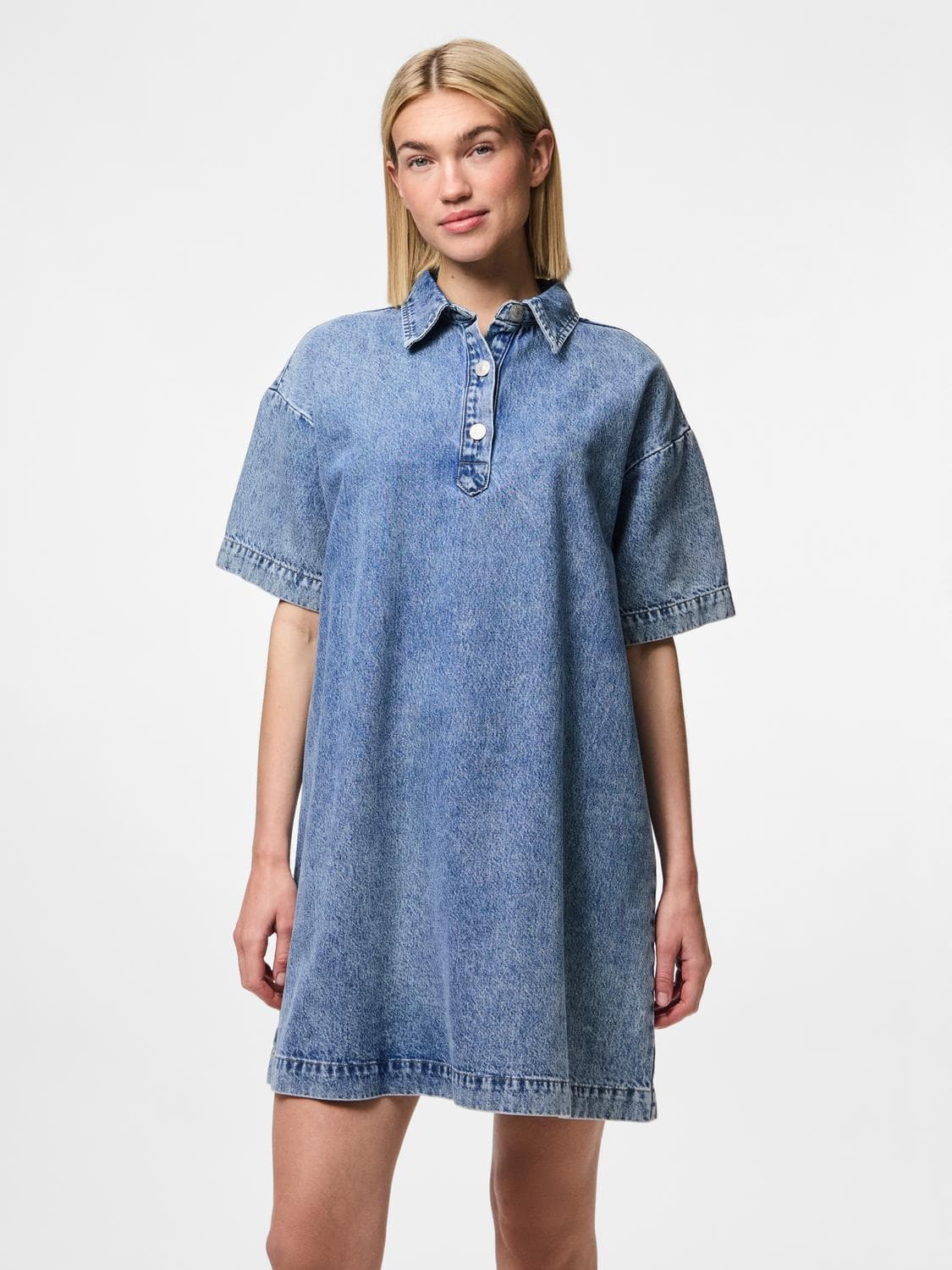 Pckenya Ss A-Shape Denim Dress Noos Bc - Pieces