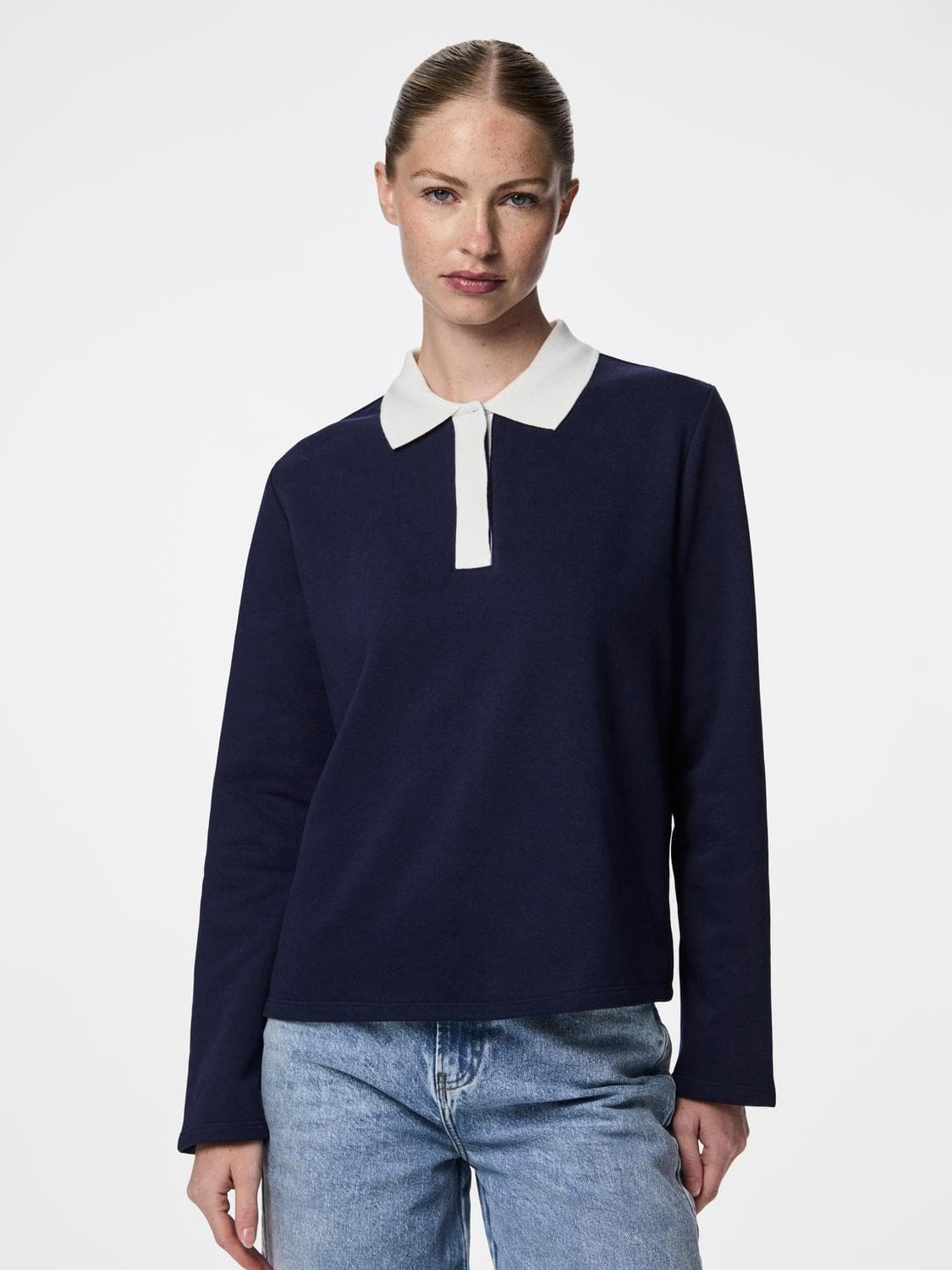 Pctinori Ls Polo Sweatshirt Bc - Pieces