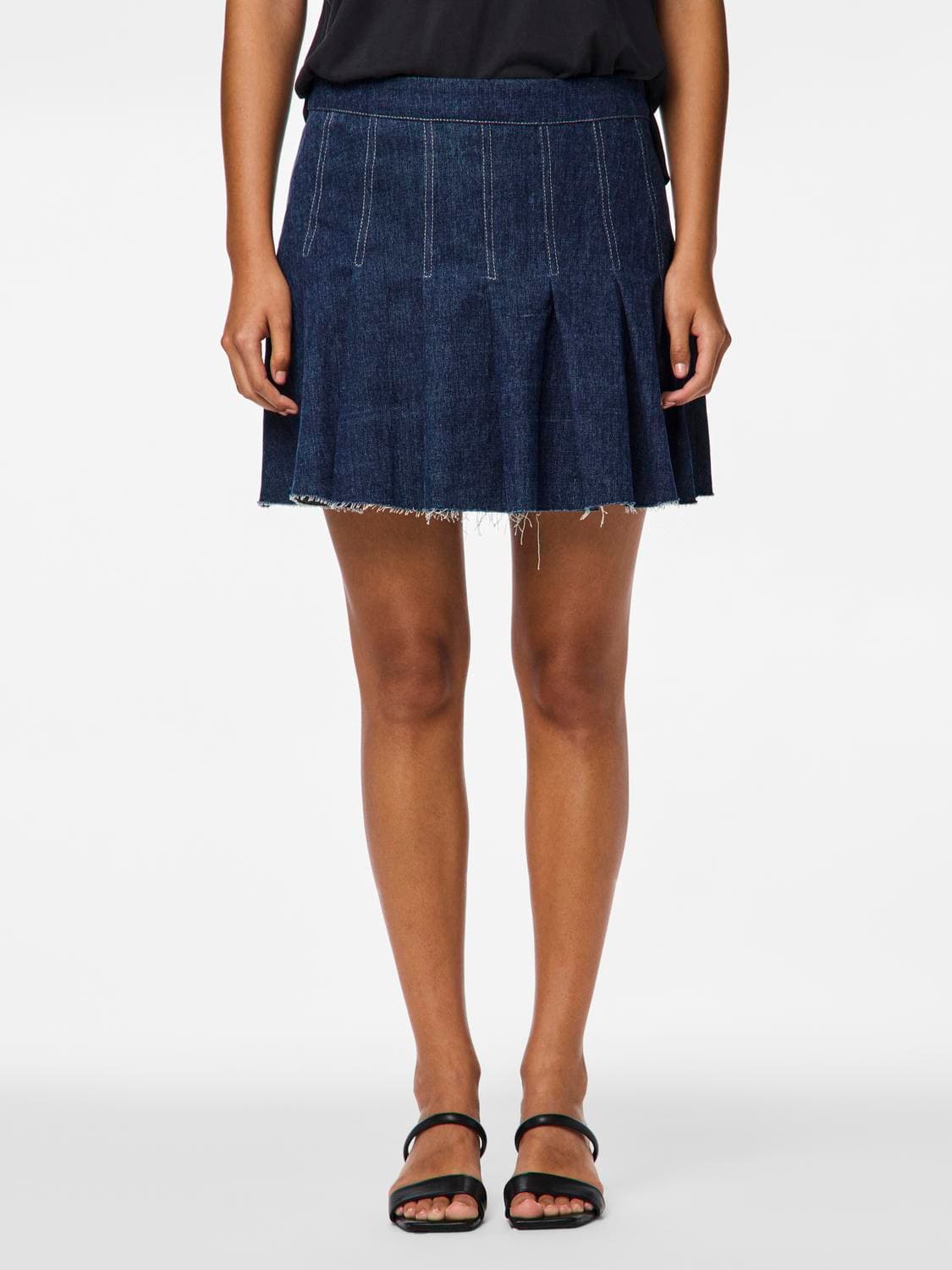 Pcfabia Short Plisse Denim Skirt D2d Fsy - Pieces