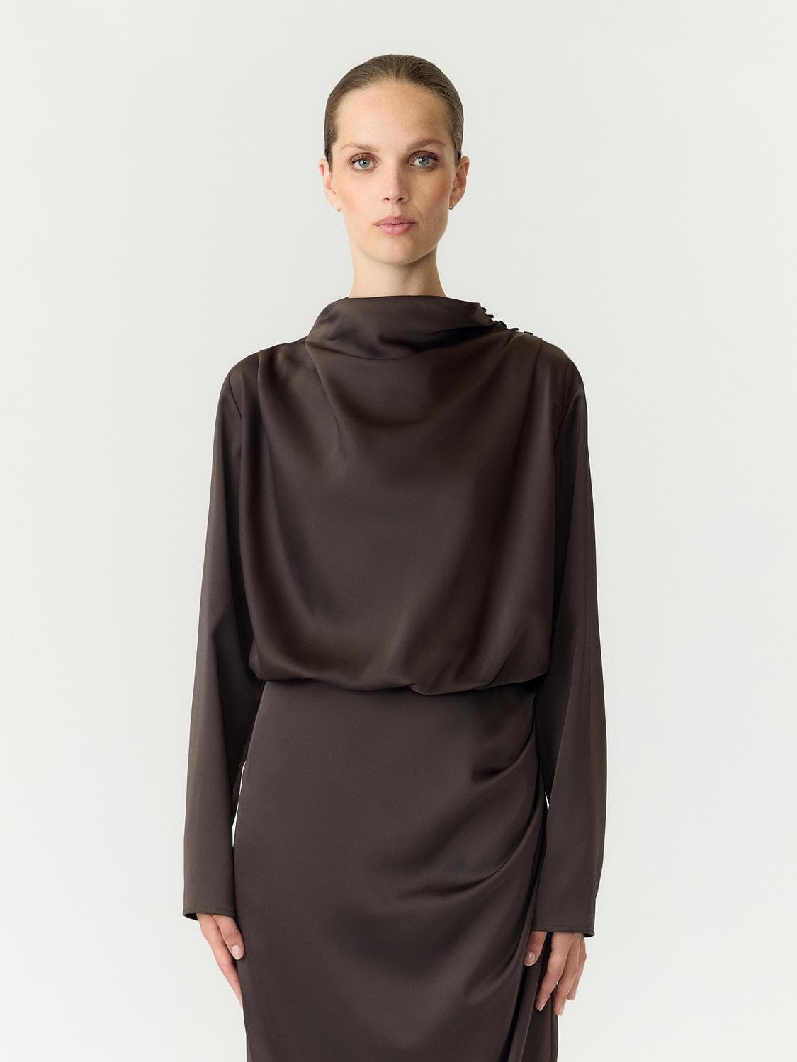 Yaspella Ls Funnel Neck Long Dress S. - YAS