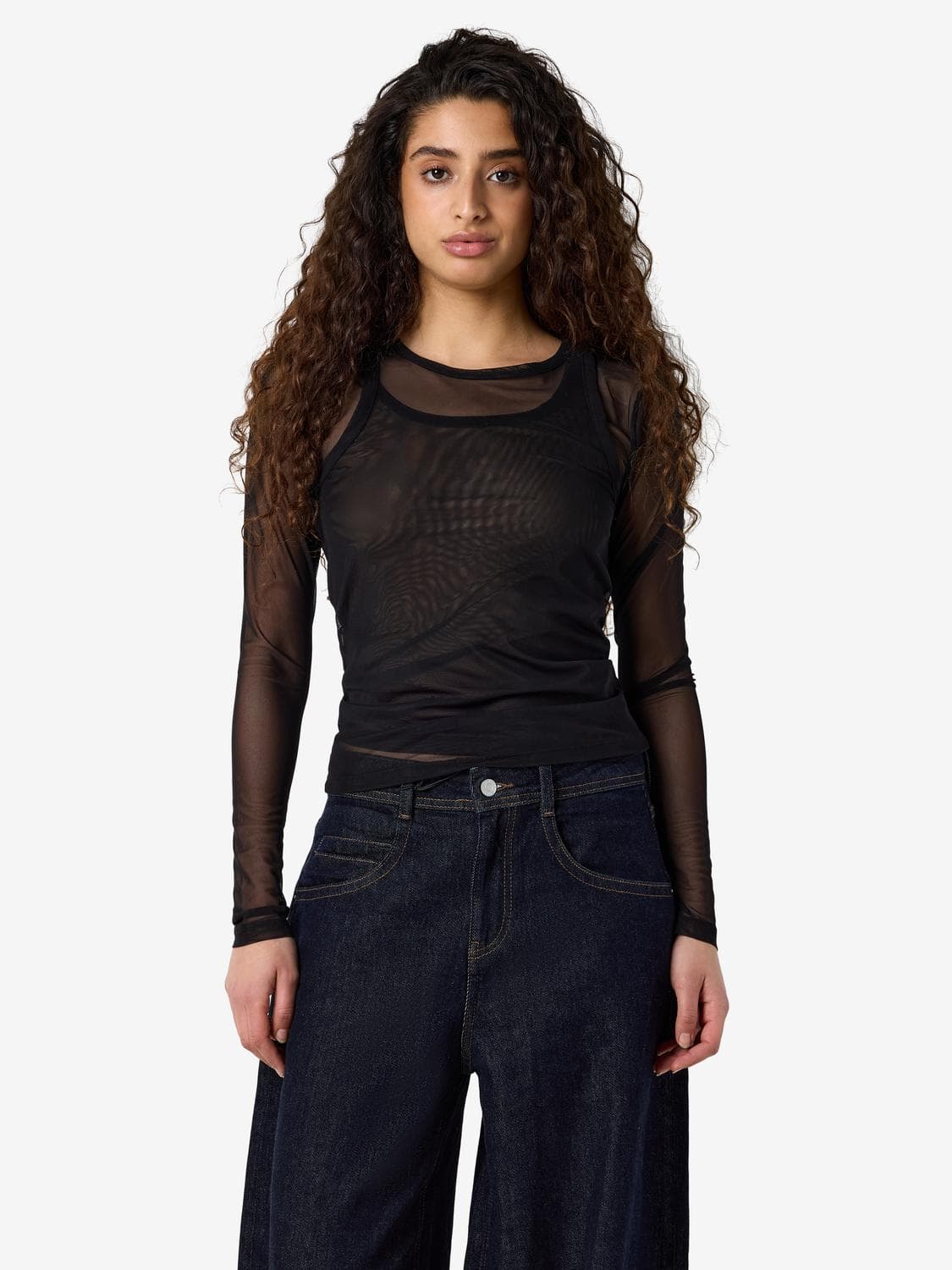 Nmjudith L/S Doublelayer Mesh Top Tnt/14 - Noisy May